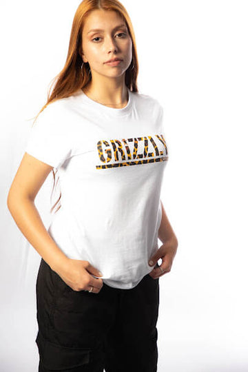 T-shirt Stamp Ounce Grizzly - Branca
