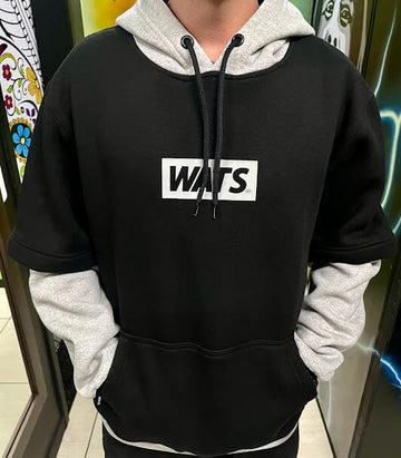 Moletom Box Relevo Preto/Mescla Wats Company - Canguru Fechado Outlet