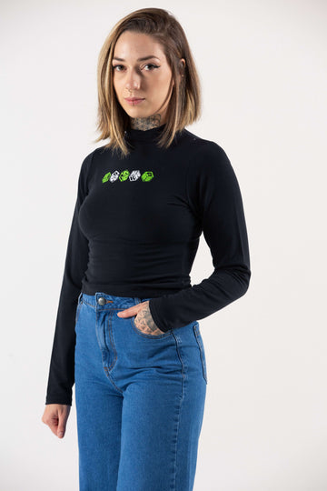 Blusa Manga Longa Malha Relação Hocks Skate - Preta