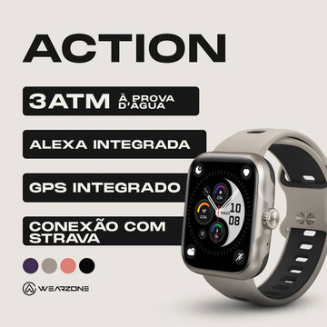 ACTION WEARZONE ROSE GOLD | Smartwatch Esportivo | A PROVA D'ÁGUA, GPS integrado e 7 Dias de Bateria (Cópia)