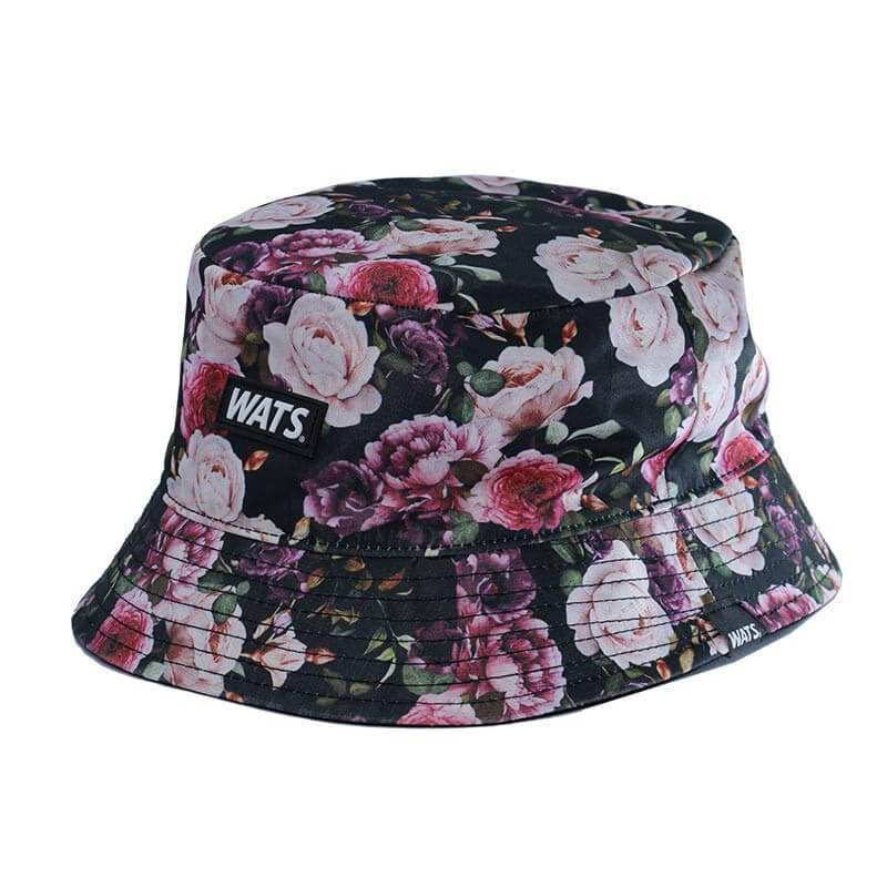 Bucket Floral Preto e Floral Unissex Dupla Face - Wats Company