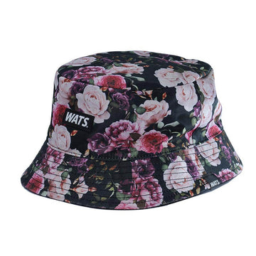 Bucket Floral Preto e Floral Unissex Dupla Face - Wats Company