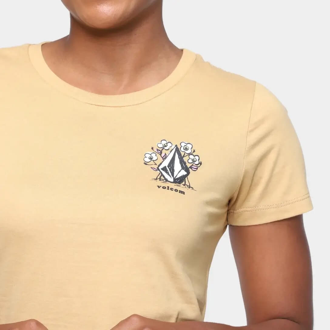 Camiseta Flowers Volcom - Kaki