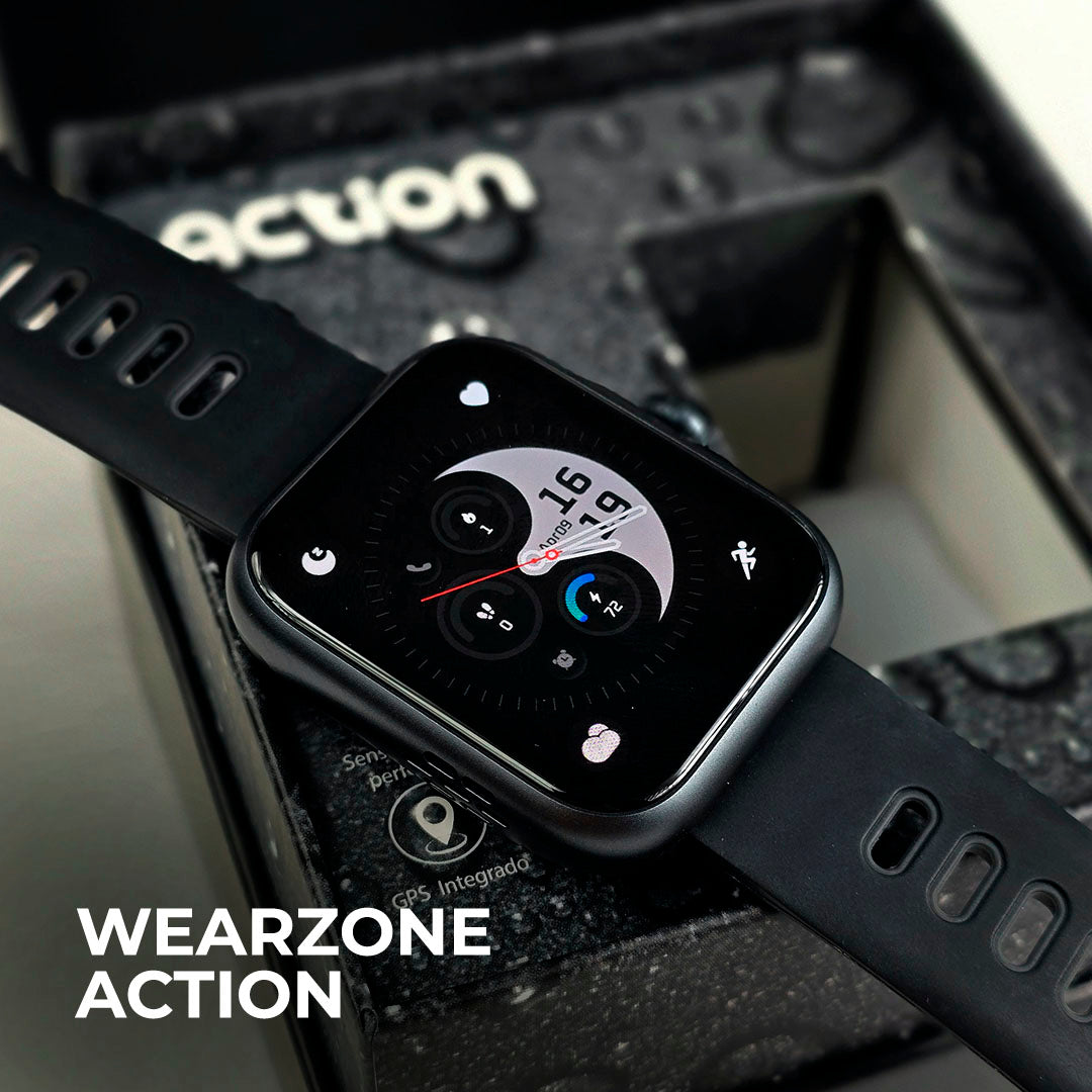 ACTION WEARZONE PRETO | Smartwatch Esportivo | A PROVA D'ÁGUA, GPS integrado e 7 Dias de Bateria