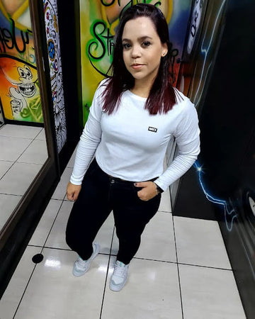 Cropped Manga Longa Canelado Wats Company - Branco