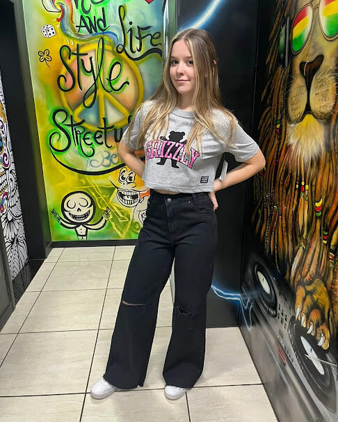Cropped Pink Camo Grizzly - Cinza