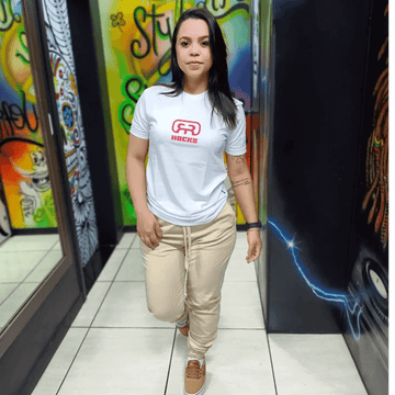 Camiseta Malha Logo Hocks Skate - Branca