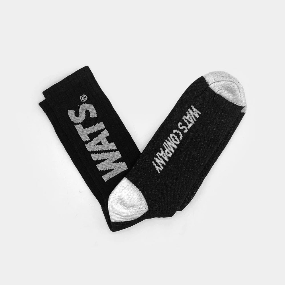 Meia Cano Longo Logo Preta Wats Company