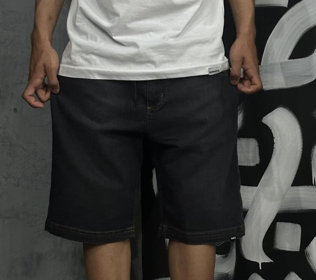 Bermuda Jeans Tradicional Preto Marmorizado Wats Company