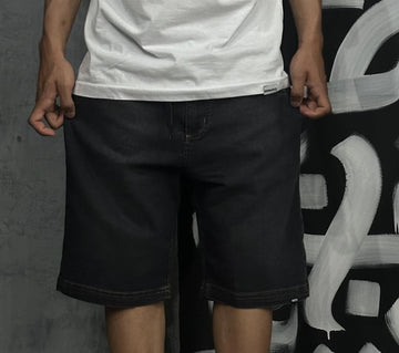 Bermuda Jeans Tradicional Preto Marmorizado Wats Company