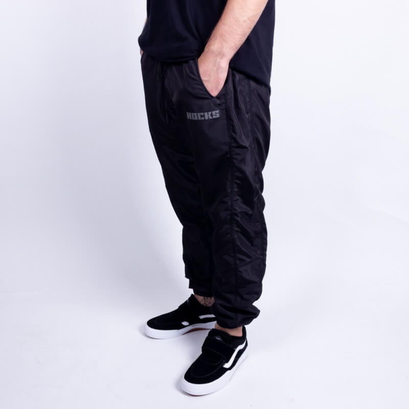 Calça Jogging Tactel Masculina Preta - Hocks Skate - Corta Vento com Detalhe Refletivo