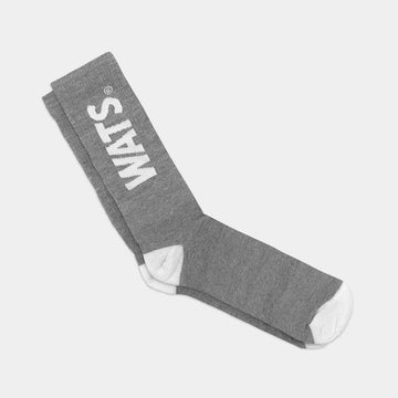 Meia Cano Longo Logo Cinza Wats Company