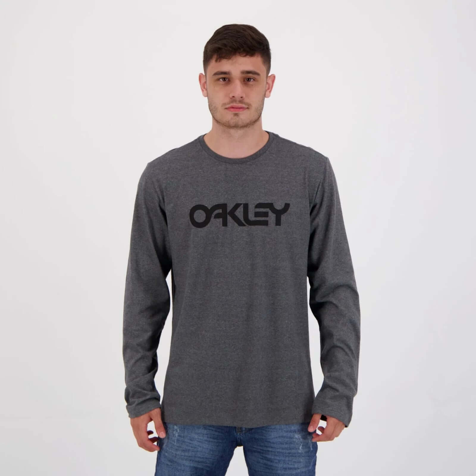 Camiseta Manga Longa Mark Tee Oakley - Cinza Mescla