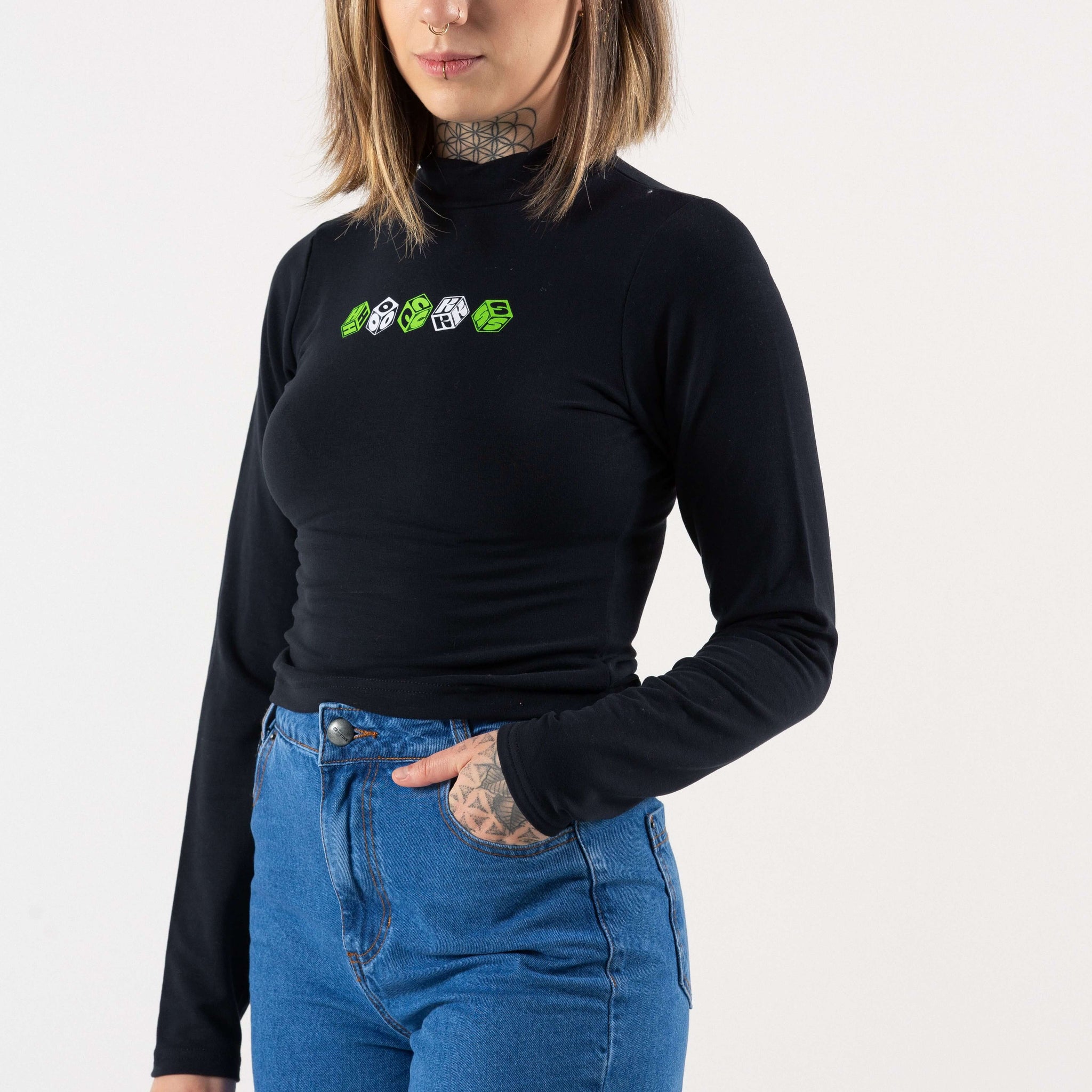 Blusa Manga Longa Malha Relação Hocks Skate - Preta